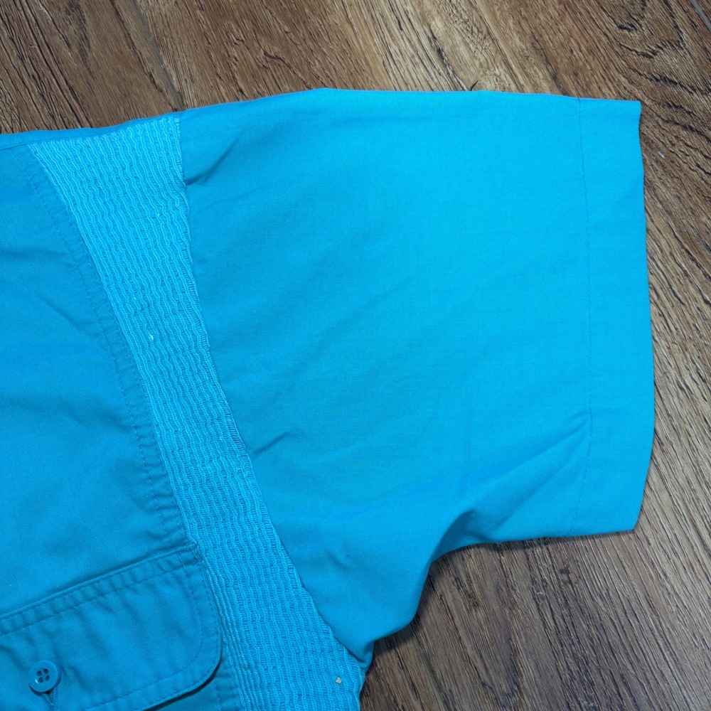 VTG Members Only Turquoise Short Sleeve Pullover Henley Shirt Mens M retro‎ 80s - Picture 5 of 10